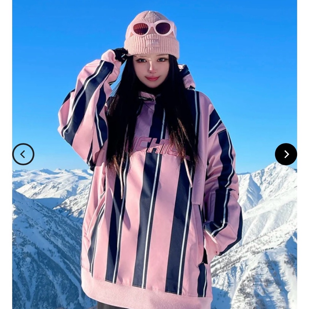 Frenchi Pink and Black Striped Puffer Jacket - Picture 6 of 11